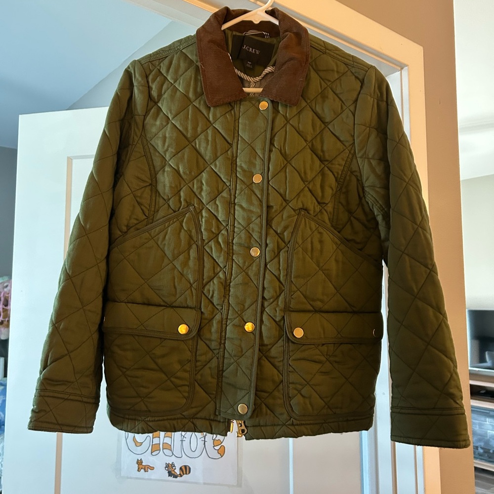 J. Crew Olive Quilted Utility Jacket